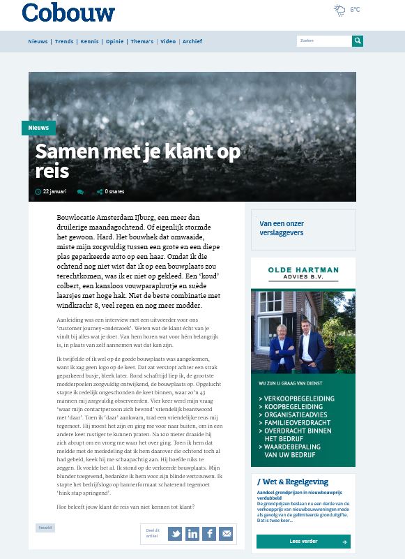 cobouw, column, januari 2016, customer journey